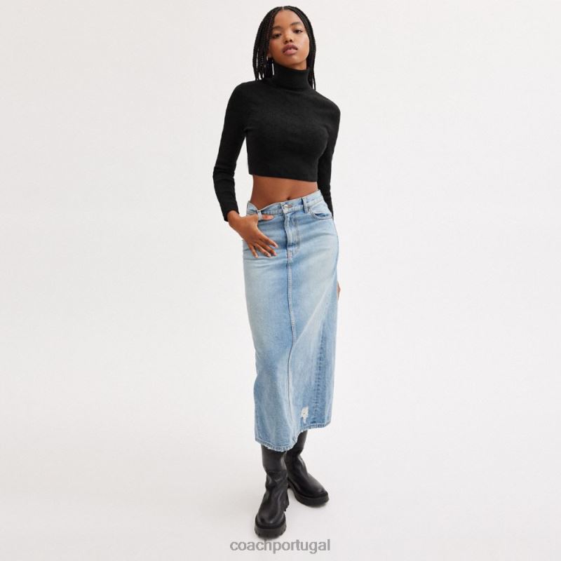 Coach mulheres gola alta cortada em malha exclusiva preto 6B20P487