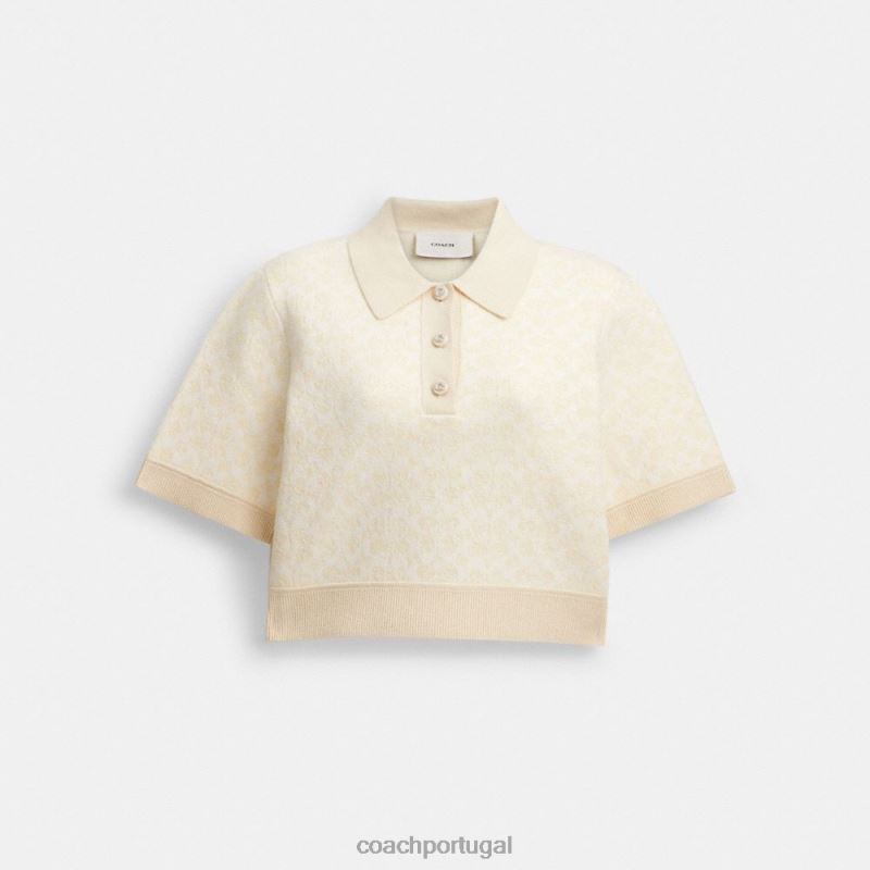 Coach mulheres polo cropped esportiva creme multi 6B20P497