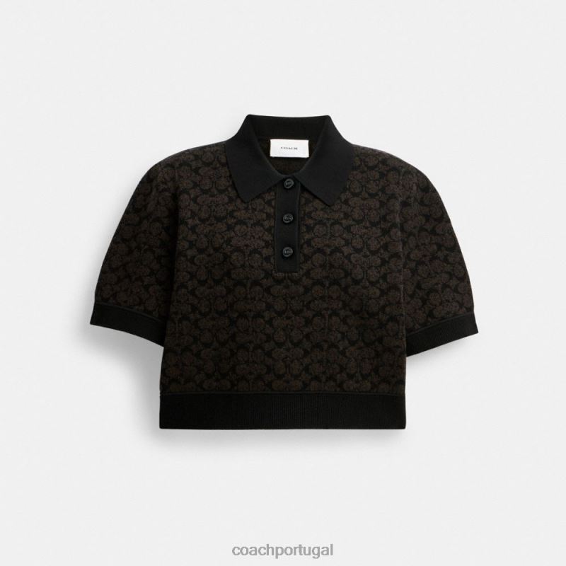 Coach mulheres polo cropped esportiva marrom 6B20P498