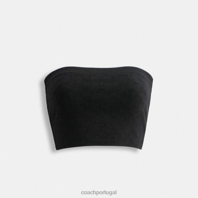 Coach mulheres top cai-cai de malha exclusivo preto 6B20P491