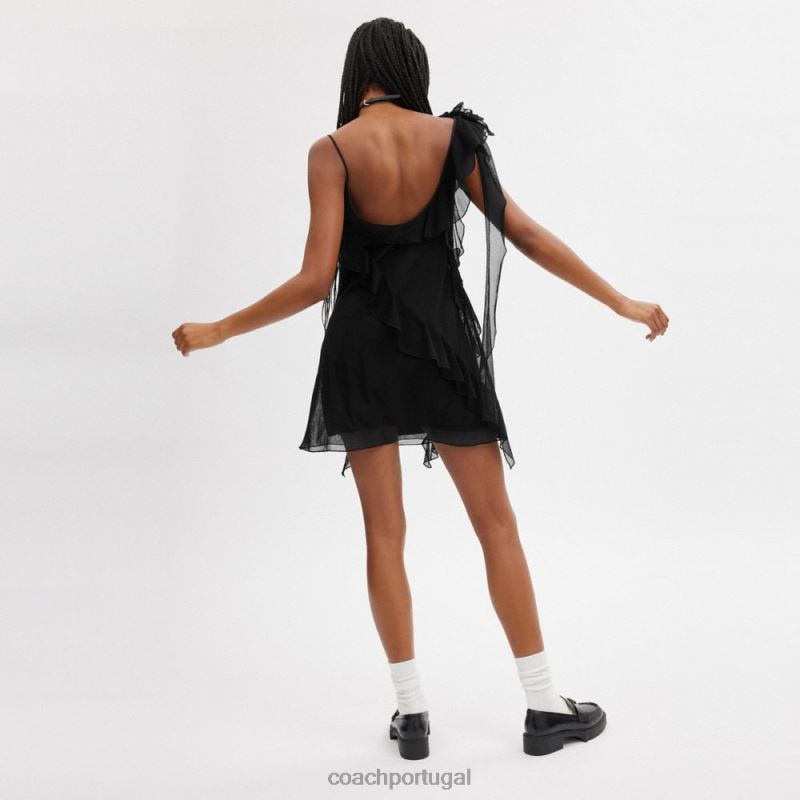 Coach mulheres mini vestido de tule preto 6B20P516