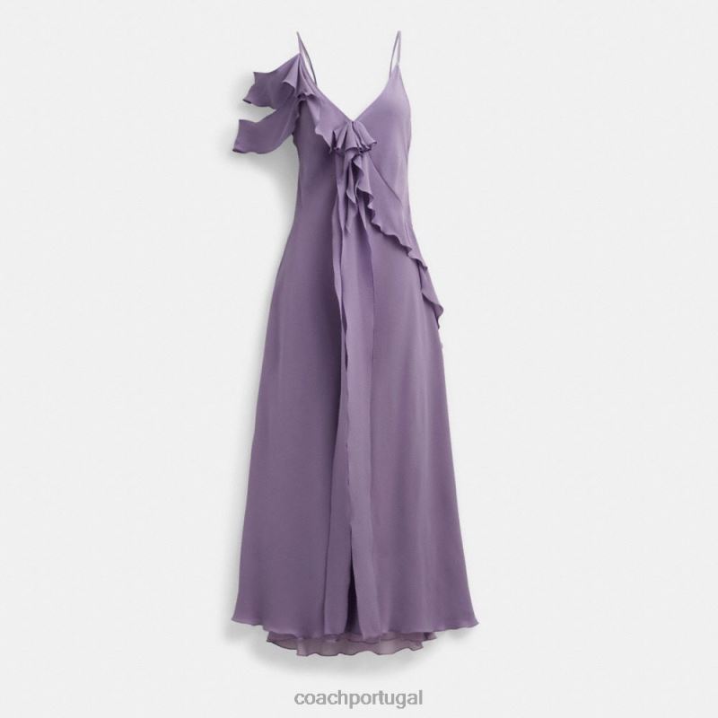 Coach mulheres vestido viés com alça espaguete roxo 6B20P519