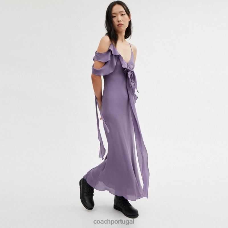 Coach mulheres vestido viés com alça espaguete roxo 6B20P519