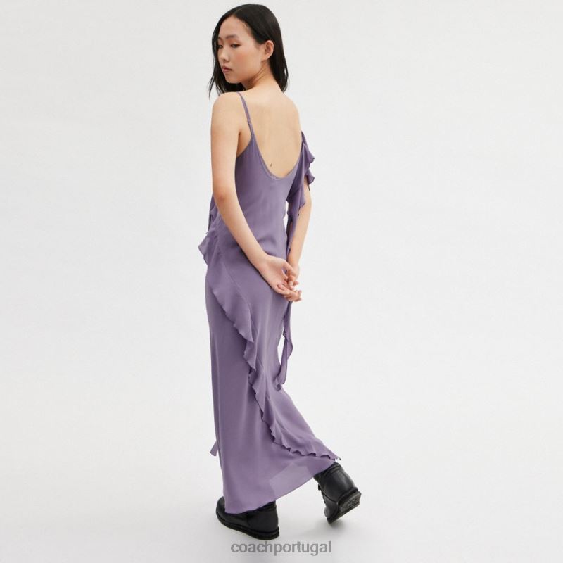 Coach mulheres vestido viés com alça espaguete roxo 6B20P519
