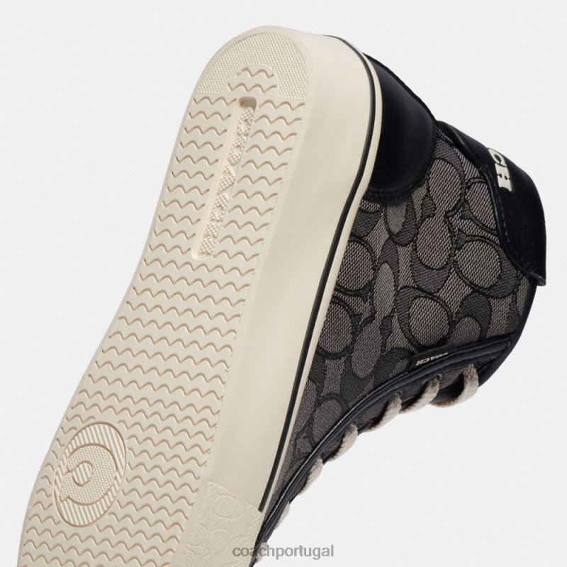 Coach mulheres tênis citysole de cano alto com plataforma em jacquard exclusivo fumaça de carvão/preto 6B20P430