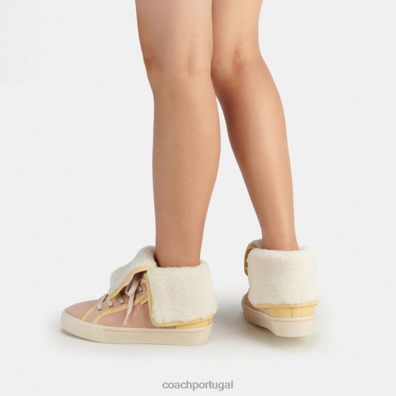 Coach mulheres tênis citysole dobrável com plataforma alta creme de baunilha/blush claro 6B20P428