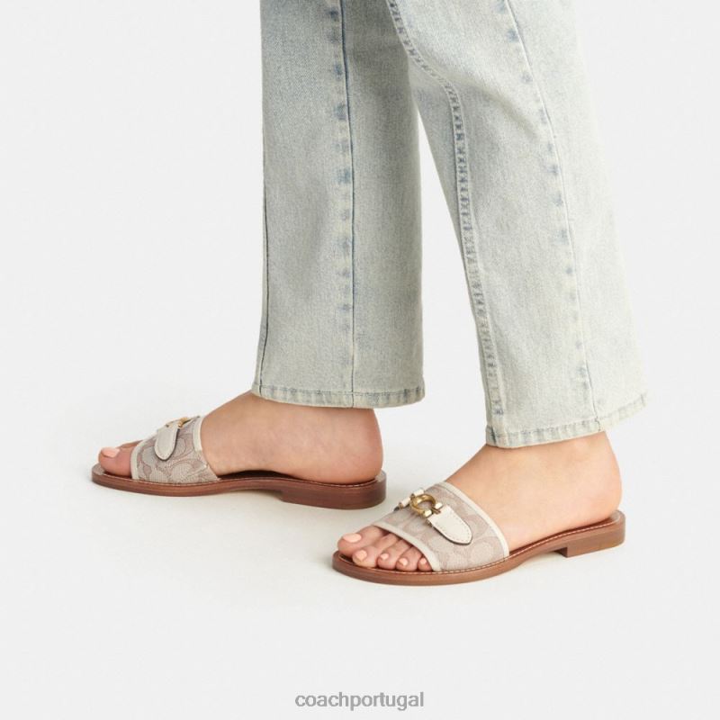 Coach mulheres sandália ina em jacquard exclusivo pedra/giz 6B20P422