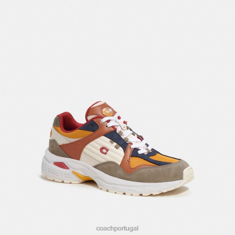 Coach mulheres tênis c301 verde/botão de ouro 6B20P404